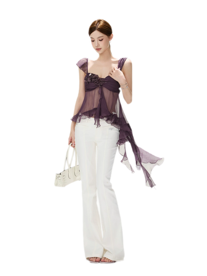 CYNR Misty Chiffon Ruffle Cami – view 3
