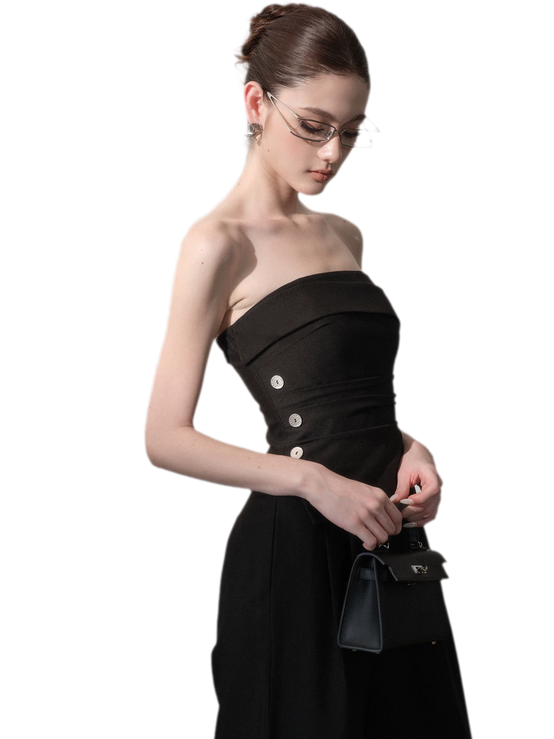 Ruched Strapless Wide-Leg Jumpsuit