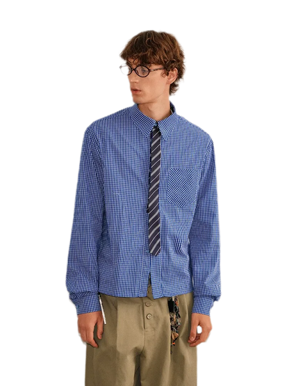 Plaid Tie-Front Long-Sleeve Shirt