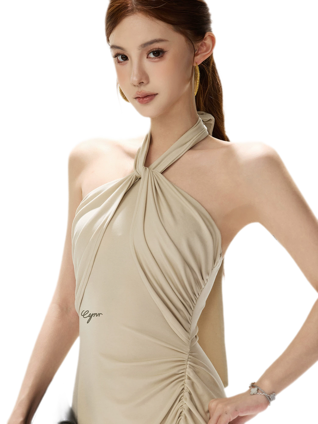 Cross-Twist Halter Dress