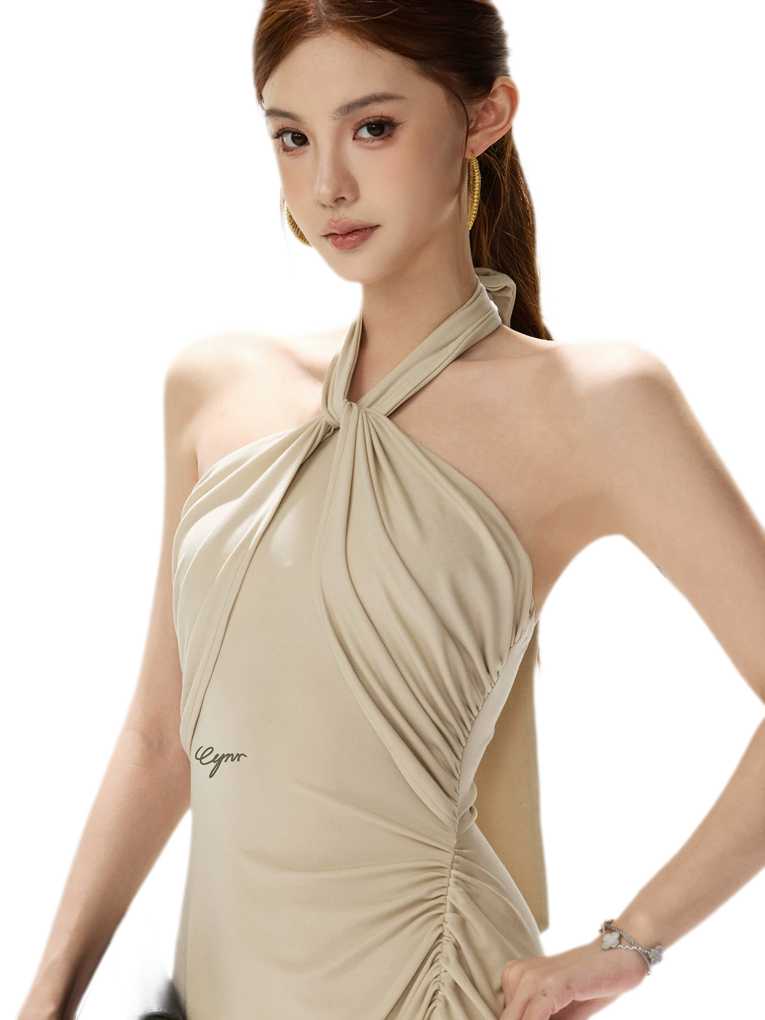 Cross-Twist Halter Dress