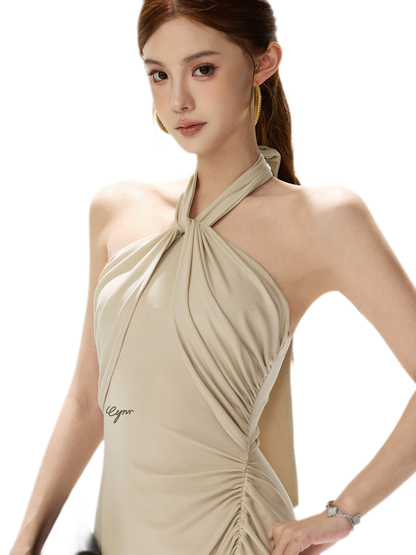 Cross-Twist Halter Dress