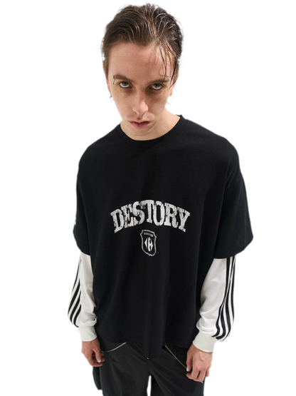 Distressed Graphic Layered Long-Sleeve Tee