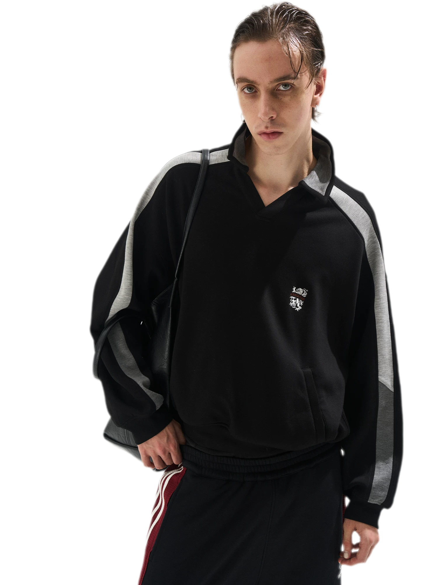 Contrast Polo Panel Sweatshirt