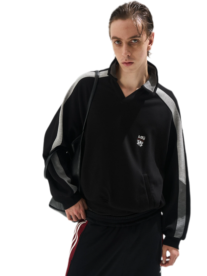 Contrast Polo Panel Sweatshirt