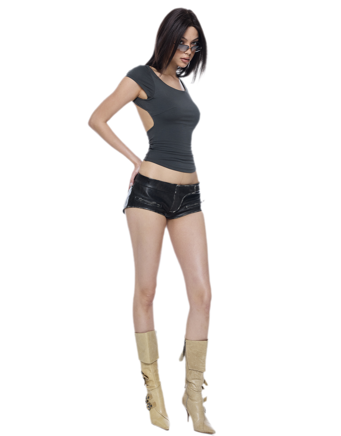 Washed Faux Leather Shorts