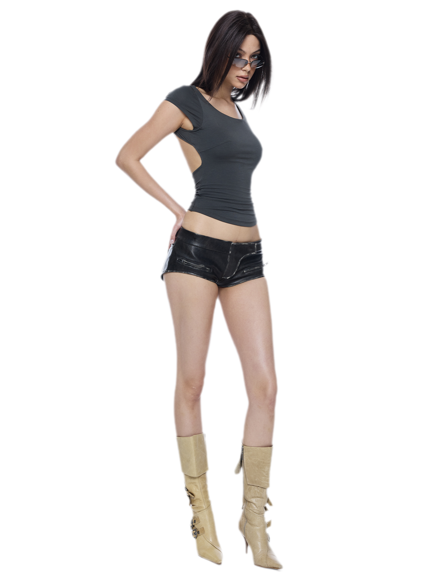 Washed Faux Leather Shorts