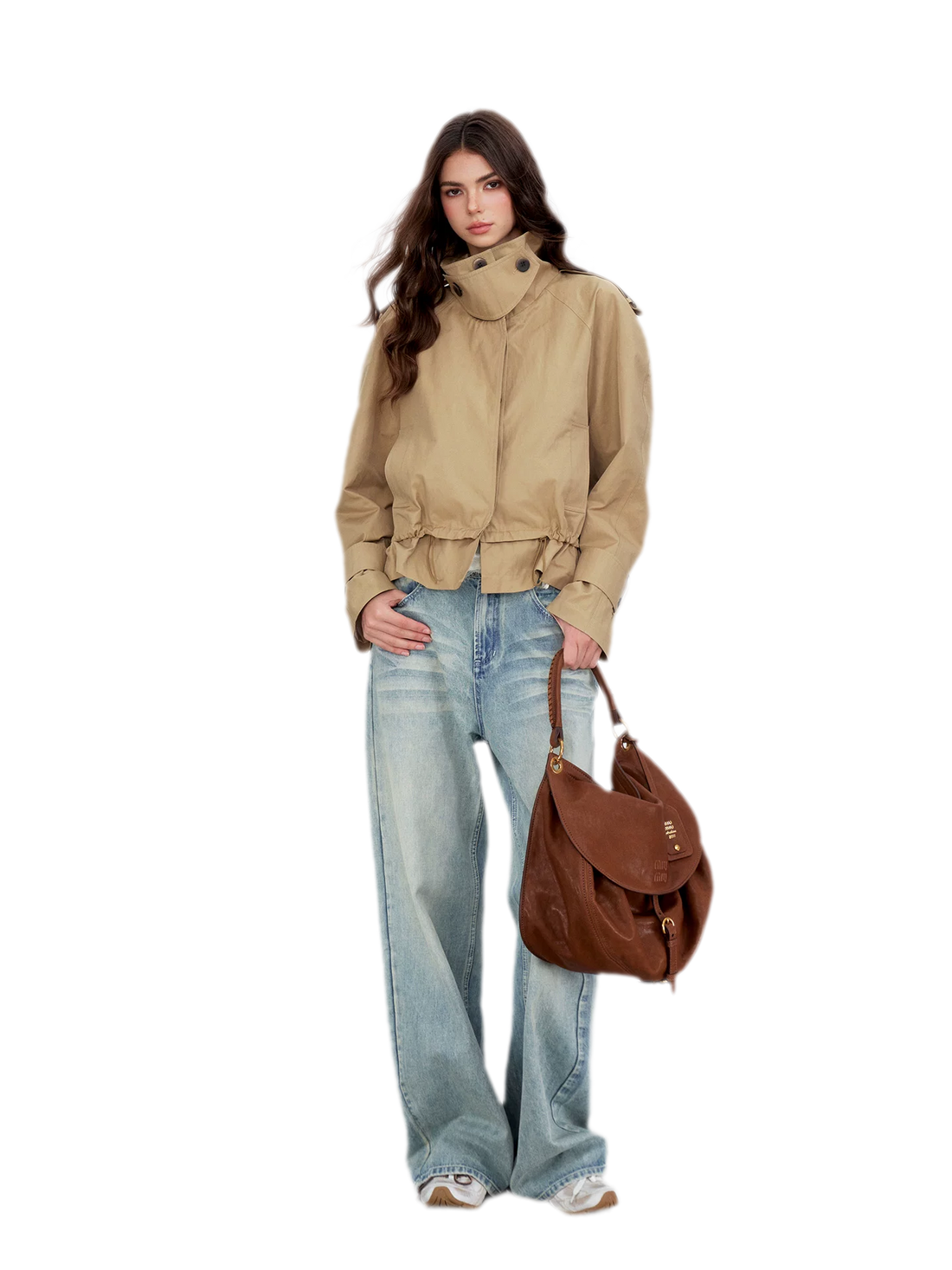 Cropped Workwear Trench Jacket