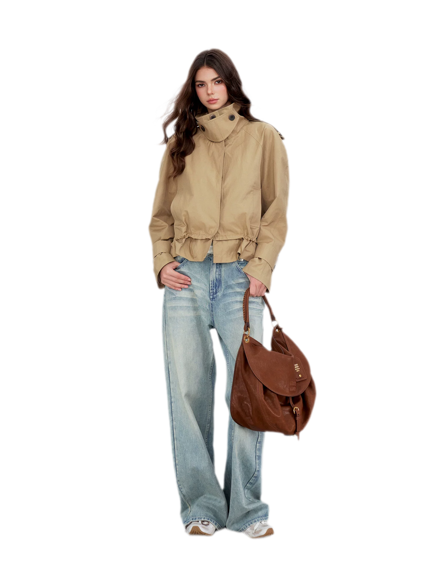Cropped Workwear Trench Jacket