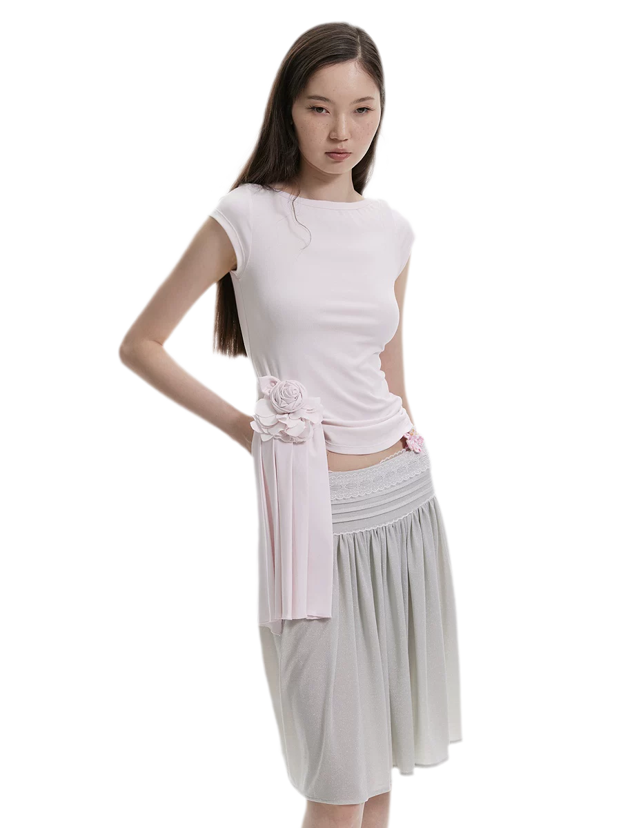 Chiffon Contrast A-Line Skirt
