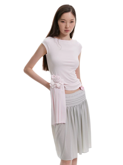 Chiffon Contrast A-Line Skirt