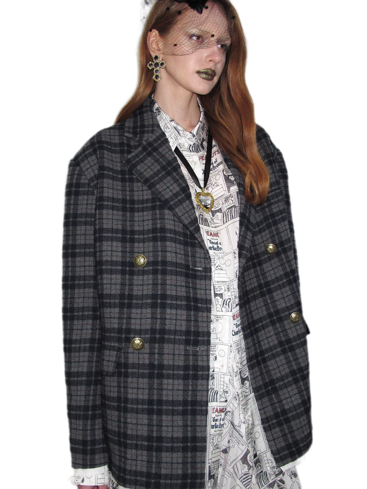 Vintage Plaid Double-Breasted Coat