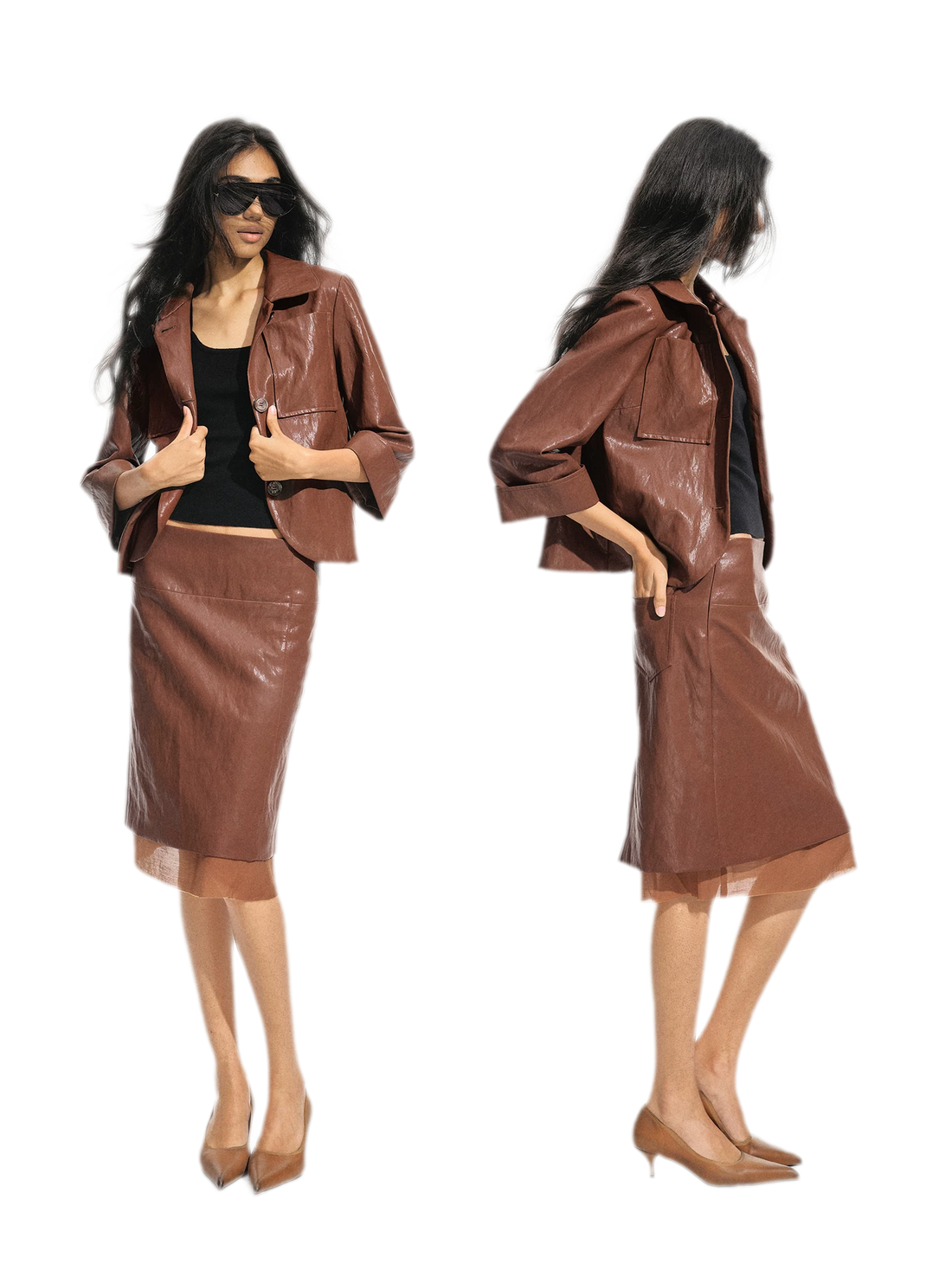 Vintage leren-look-jassenset