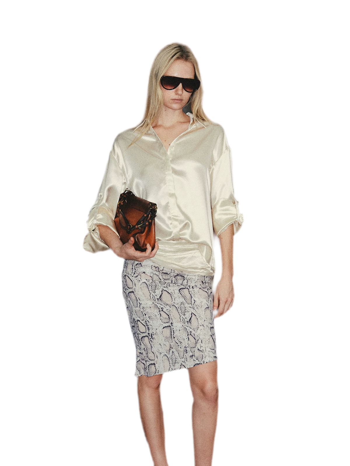 Vintage kokerrok met slangenprint