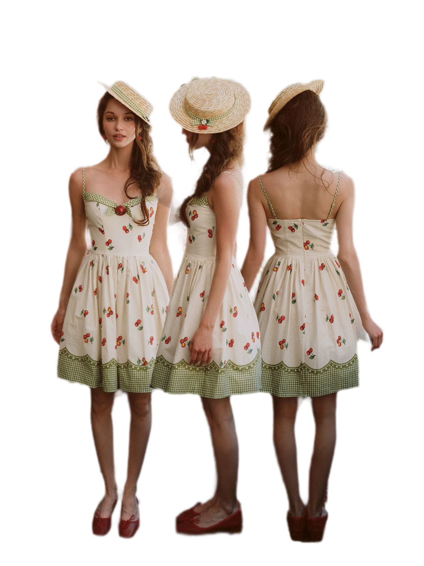 Cherry Print Fitted Dress