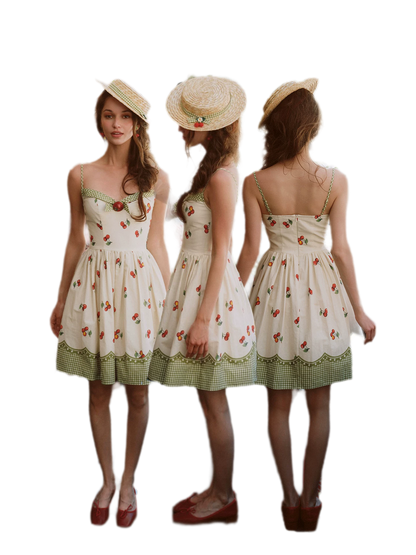 Cherry Print Fitted Dress