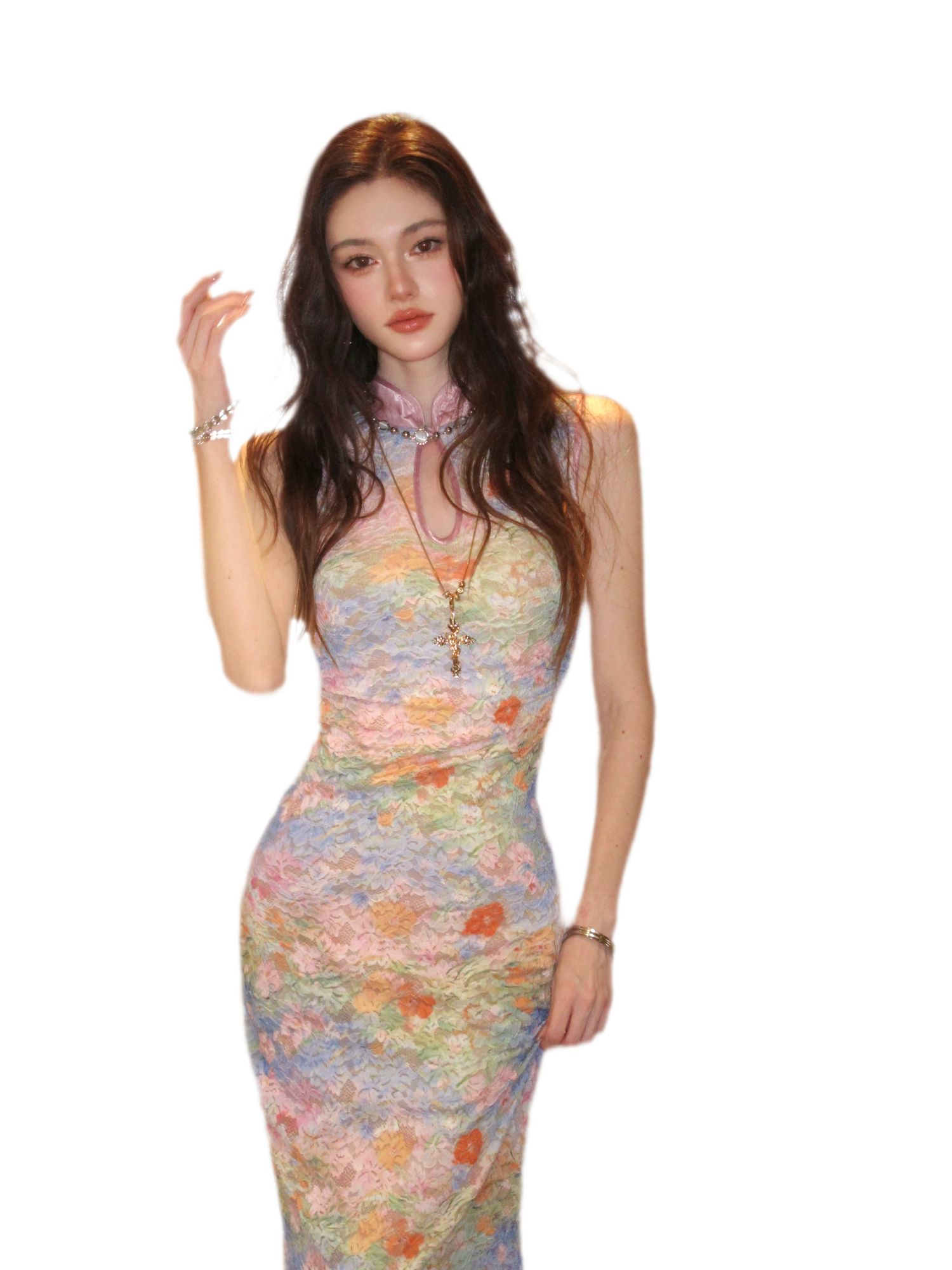 Spring Oil Painting Qipao Dress