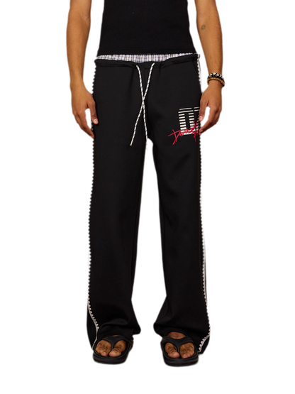 Shell Embroidery Graffiti Print Double Waist Pants