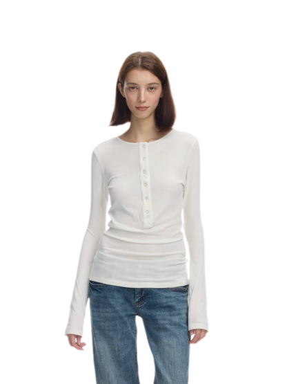 Lyocell Wool Six-Button Henley