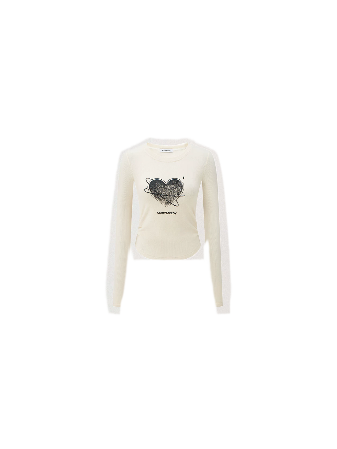 Rhinestone Heart Fitted Long-Sleeve Tee
