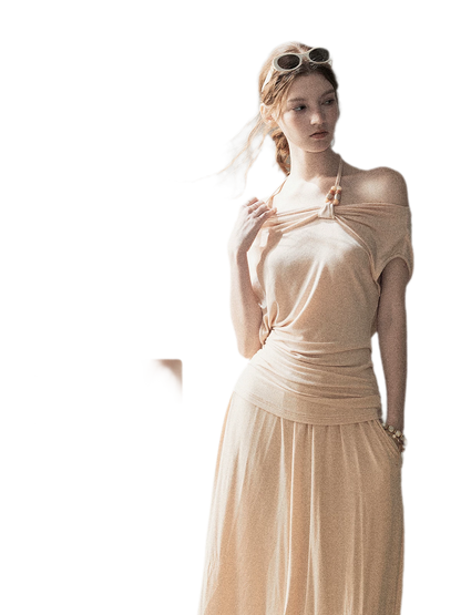 Knot Drape Midi Skirt Set