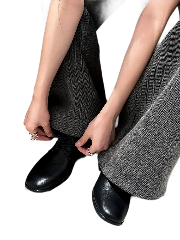 Top-Grain Leather Pointed Derby Shoes