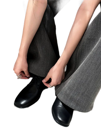 Top-Grain Leather Pointed Derby Shoes