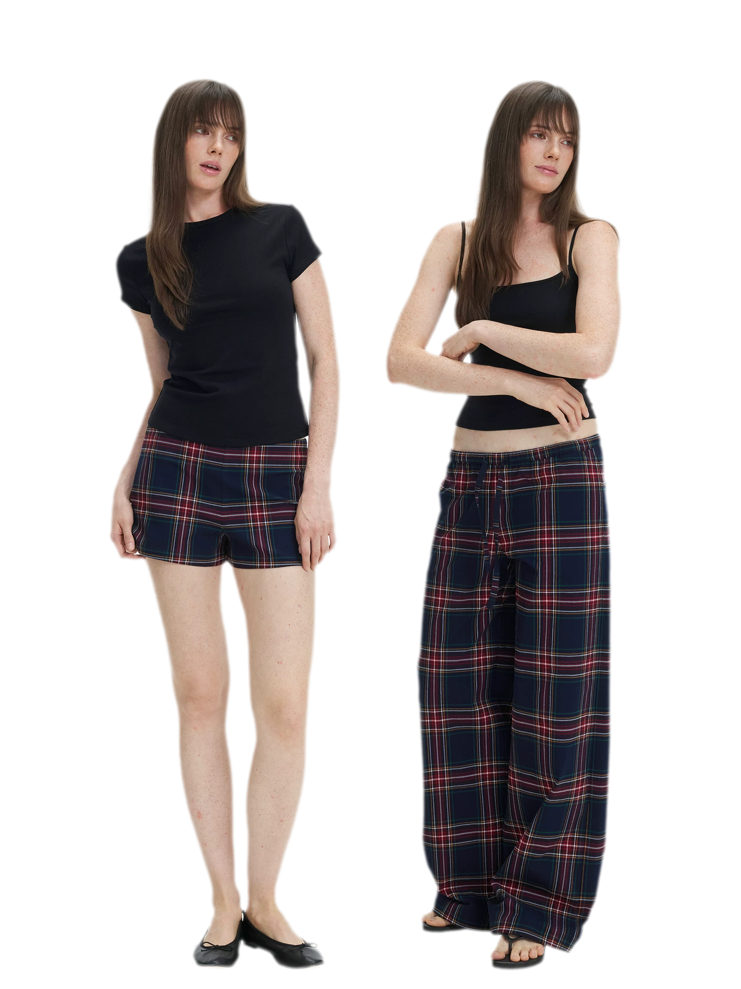 Vintage Plaid Low-Rise Bottoms