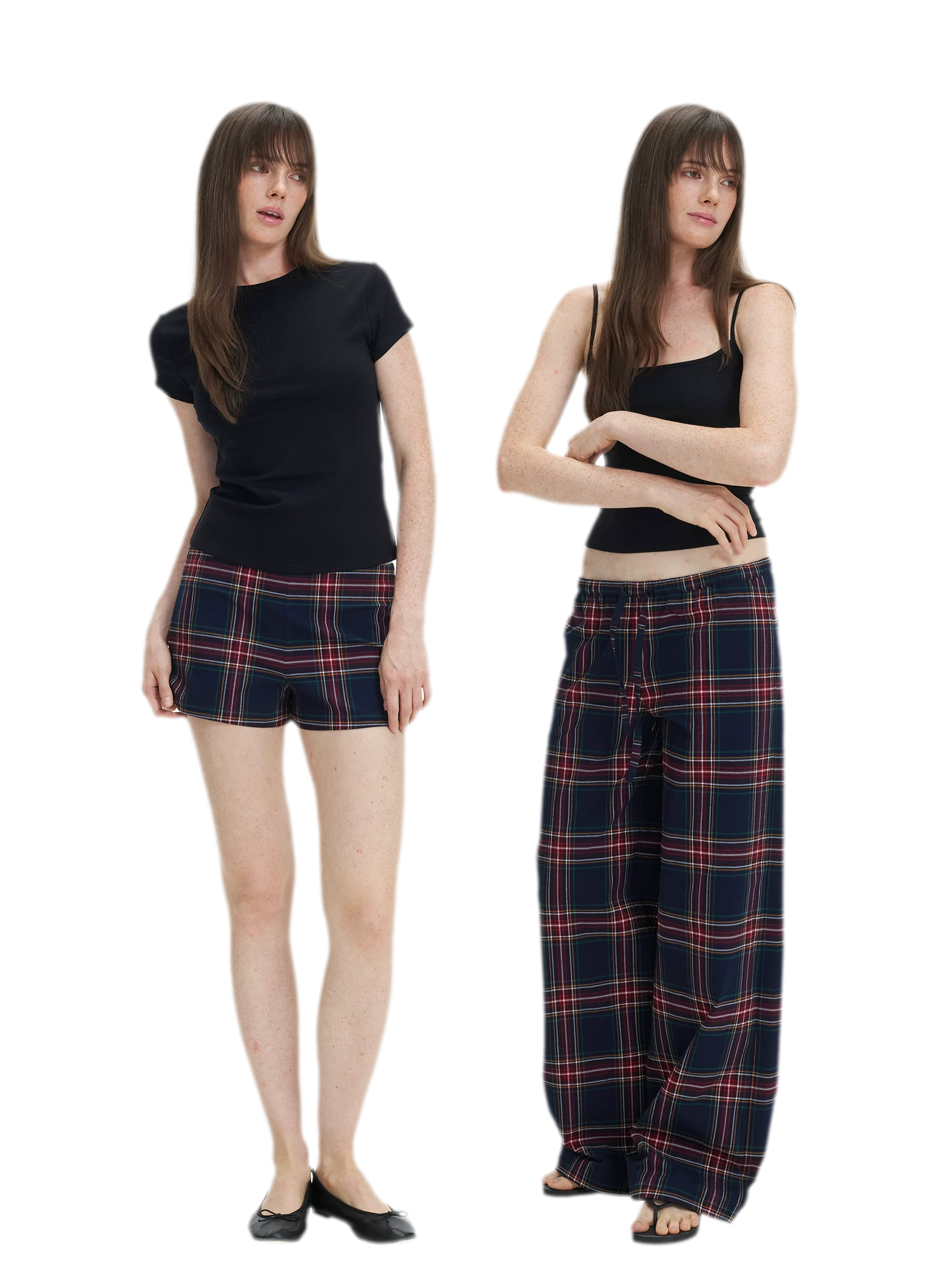 Vintage Plaid Low-Rise Bottoms