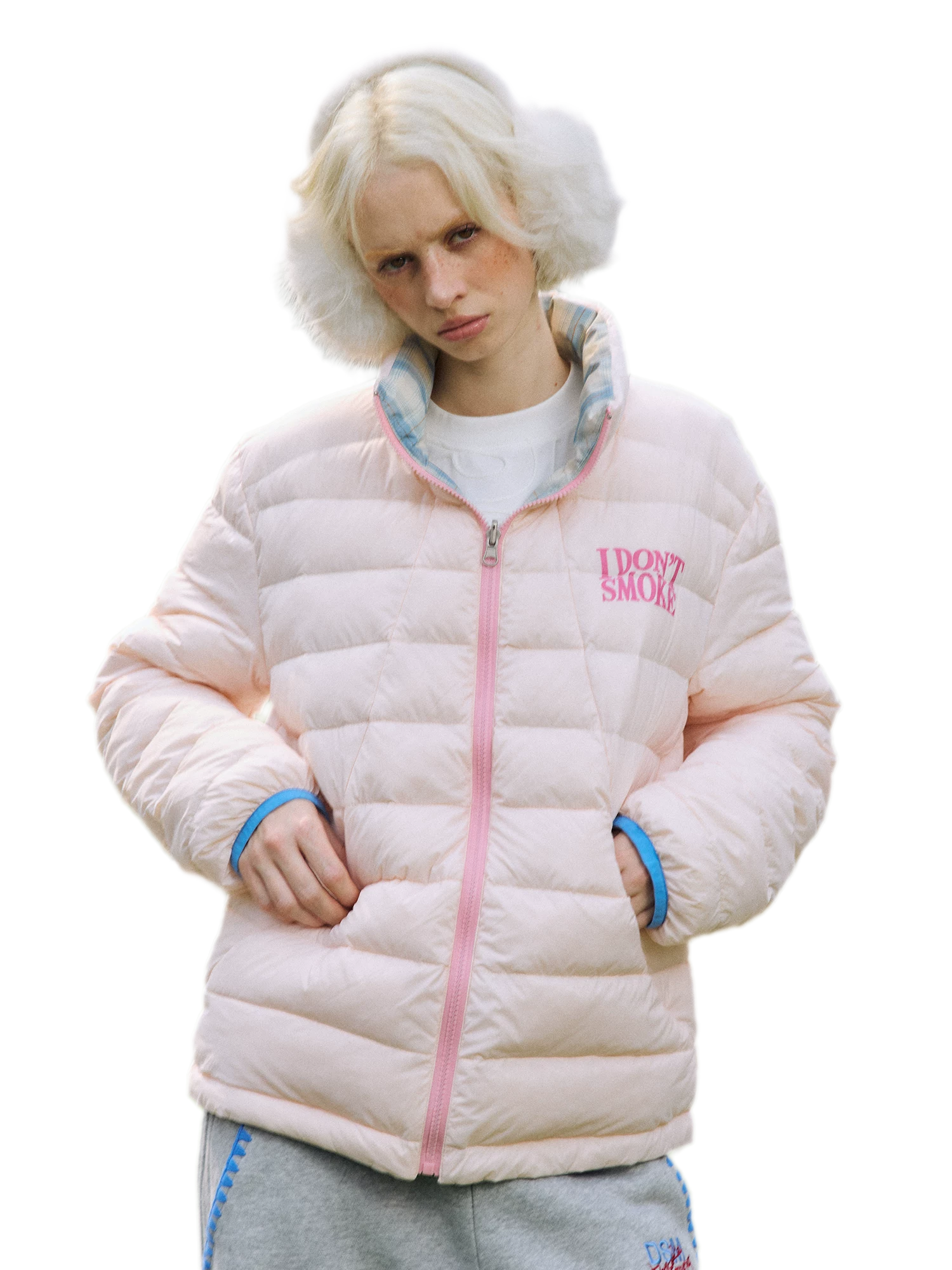 Reversible Plaid Lightweight Down Jacket