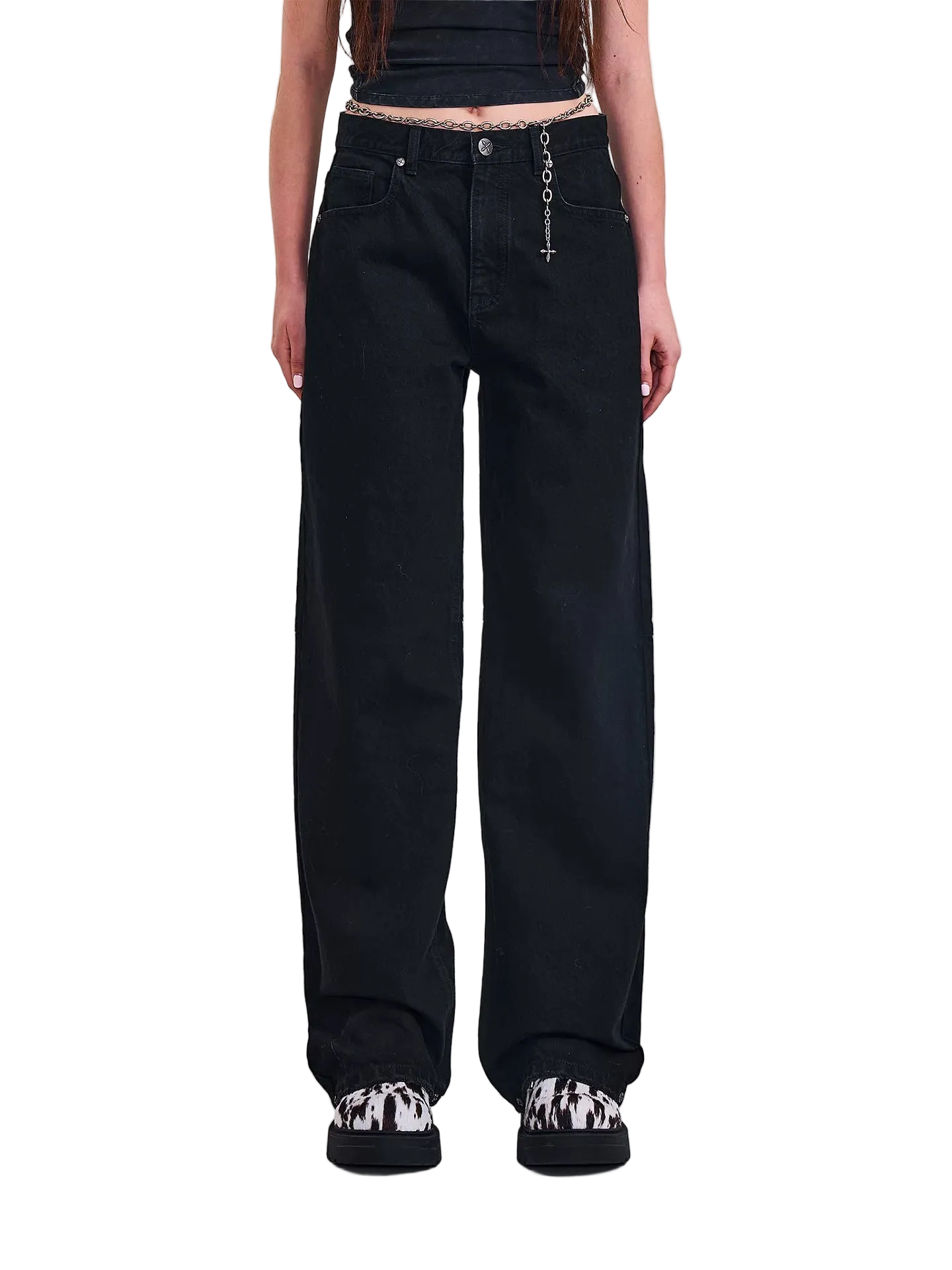 Cross Statue Wide Straight Jeans