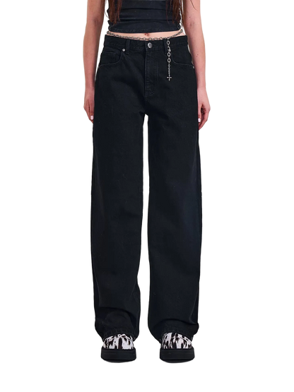 Cross Statue Wide Straight Jeans