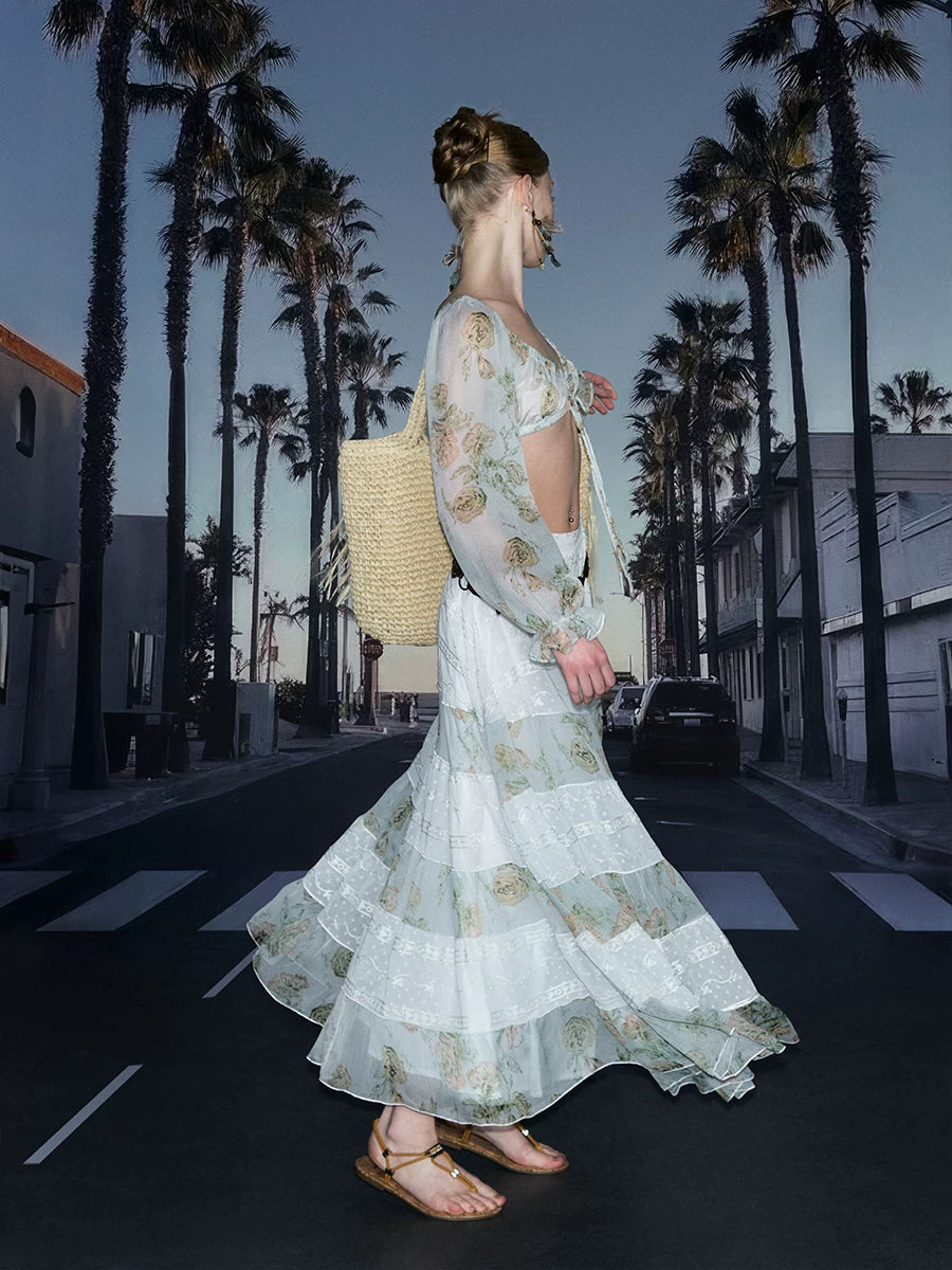 Chiffon Patchwork Maxi Skirt
