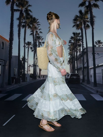 Chiffon Patchwork Maxi Skirt