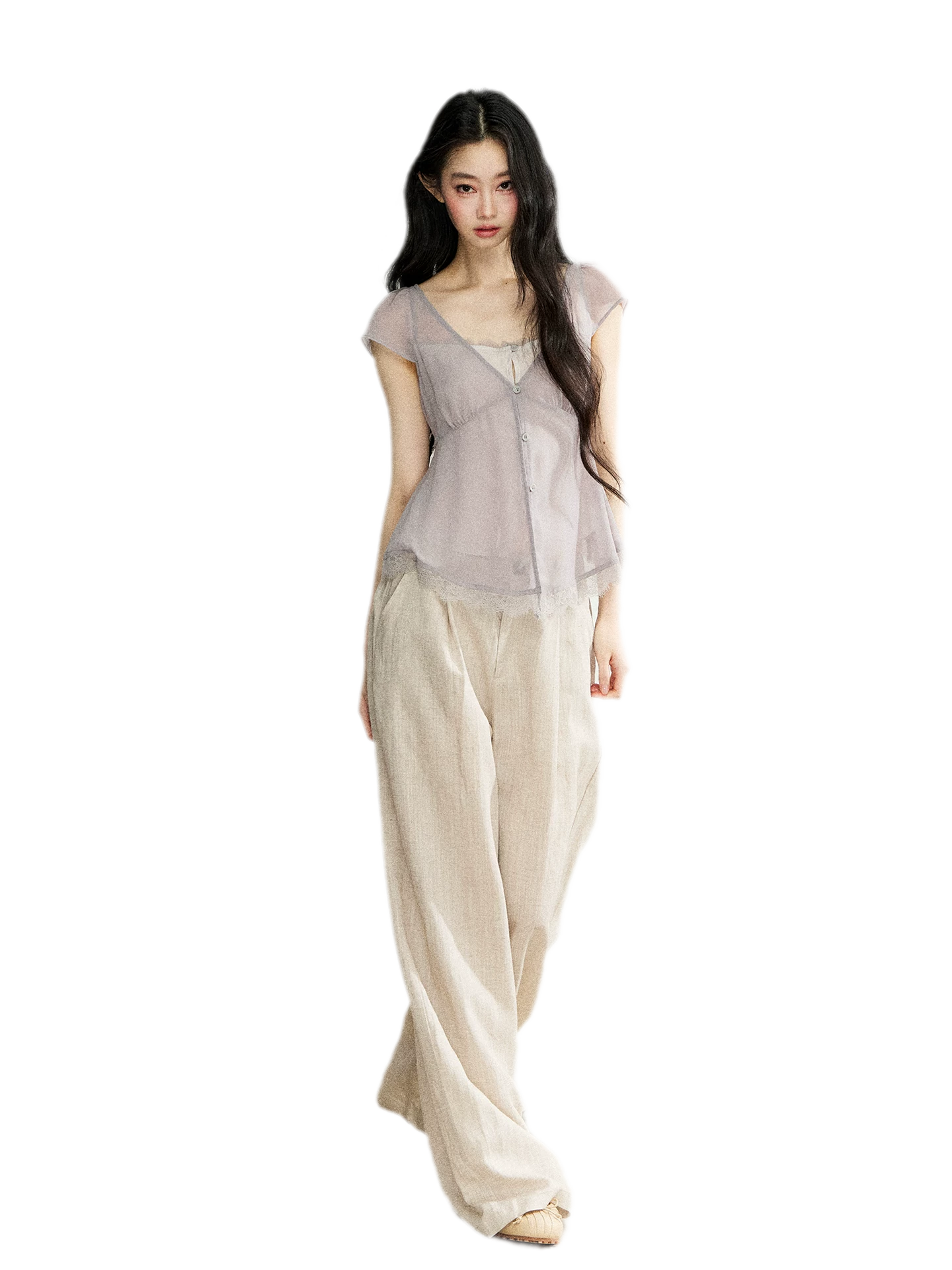 Linen Blend Wide Pants
