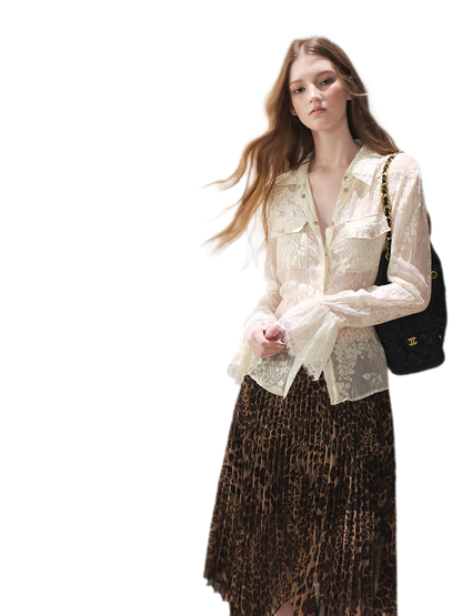 Burnout Jacquard Tailored Chiffon Shirt