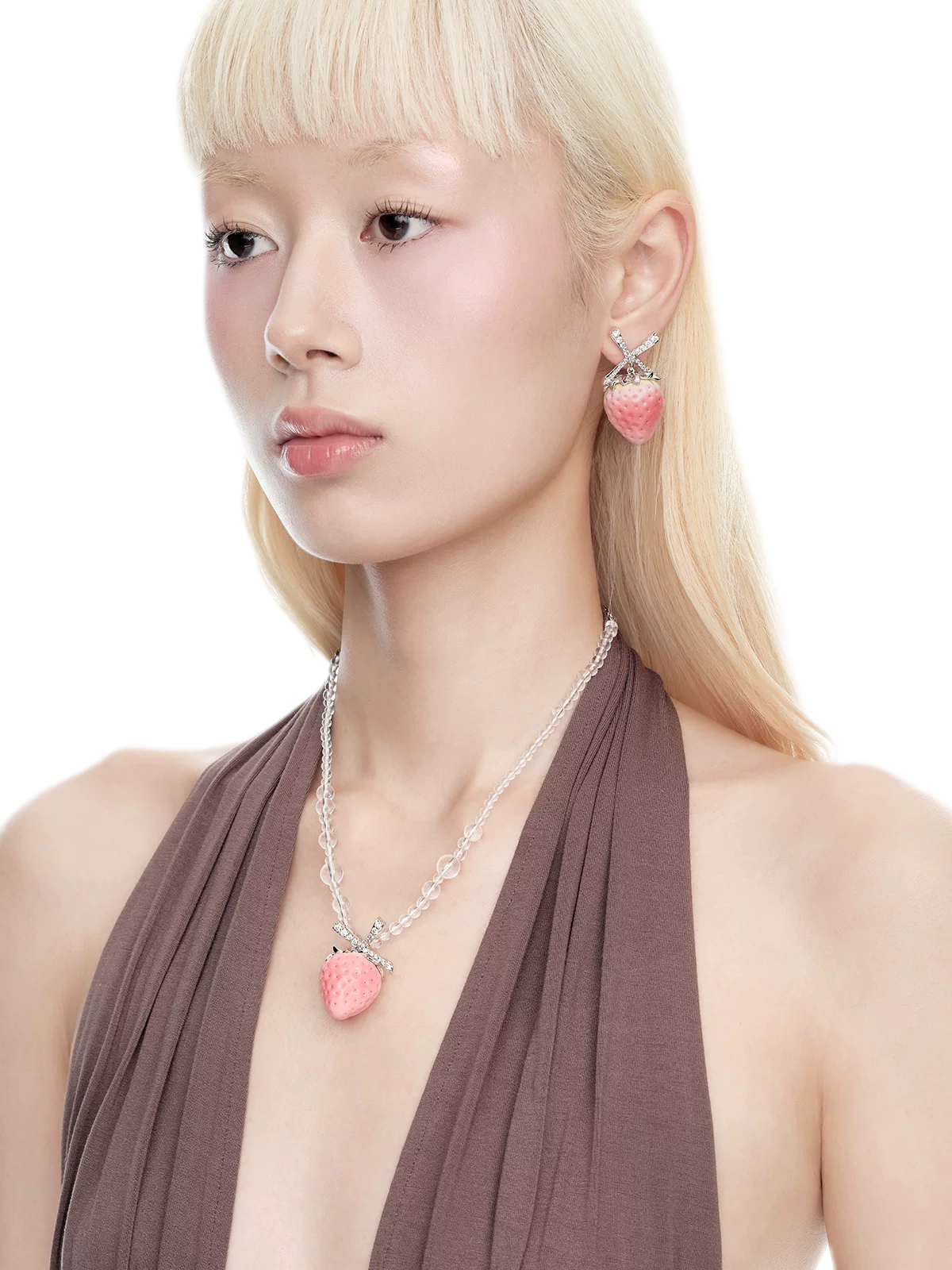 Crystal Pearl Strawberry Necklace