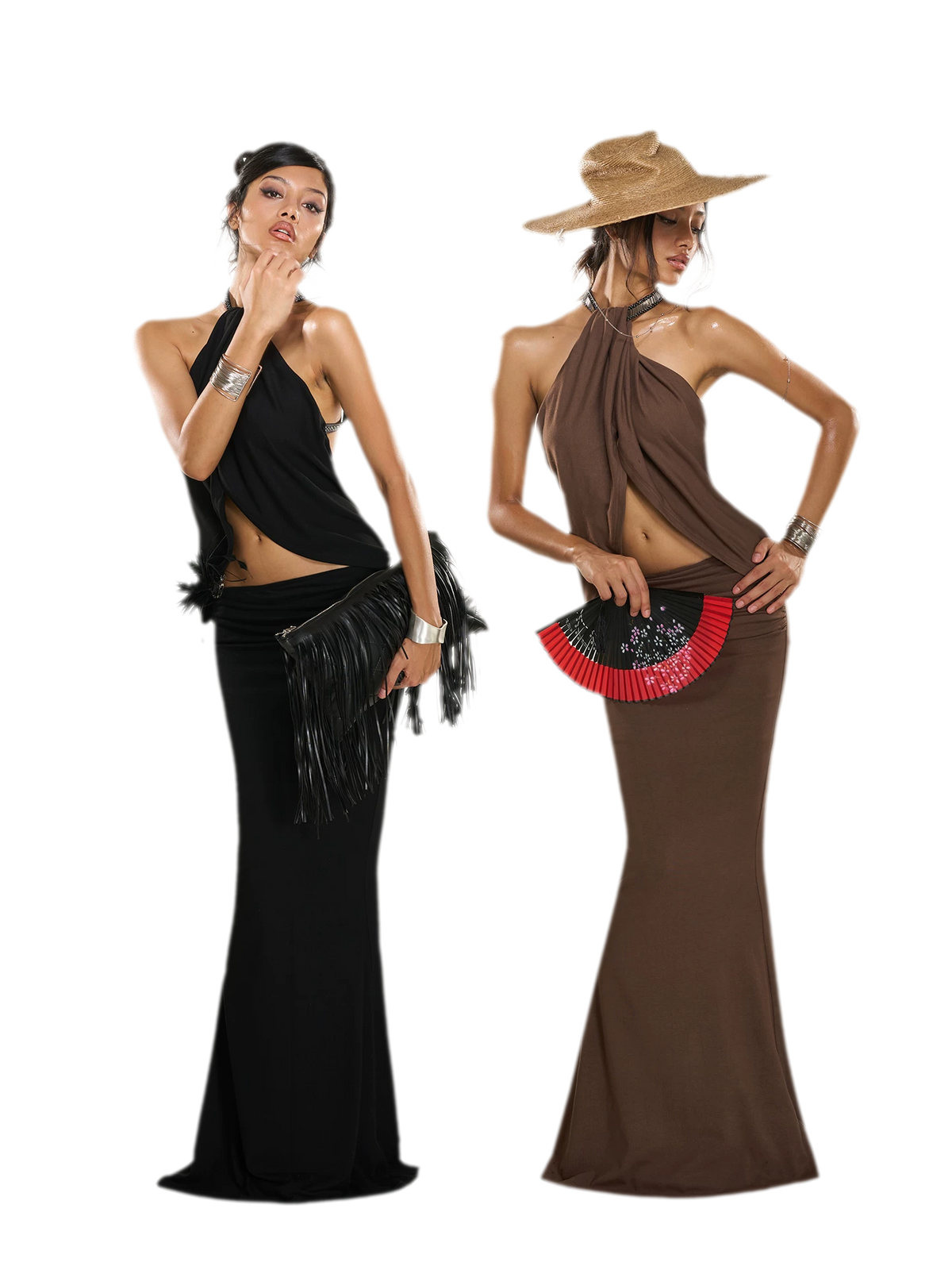 Maxikleid mit gedrehtem Neckholder und offenem Rücken