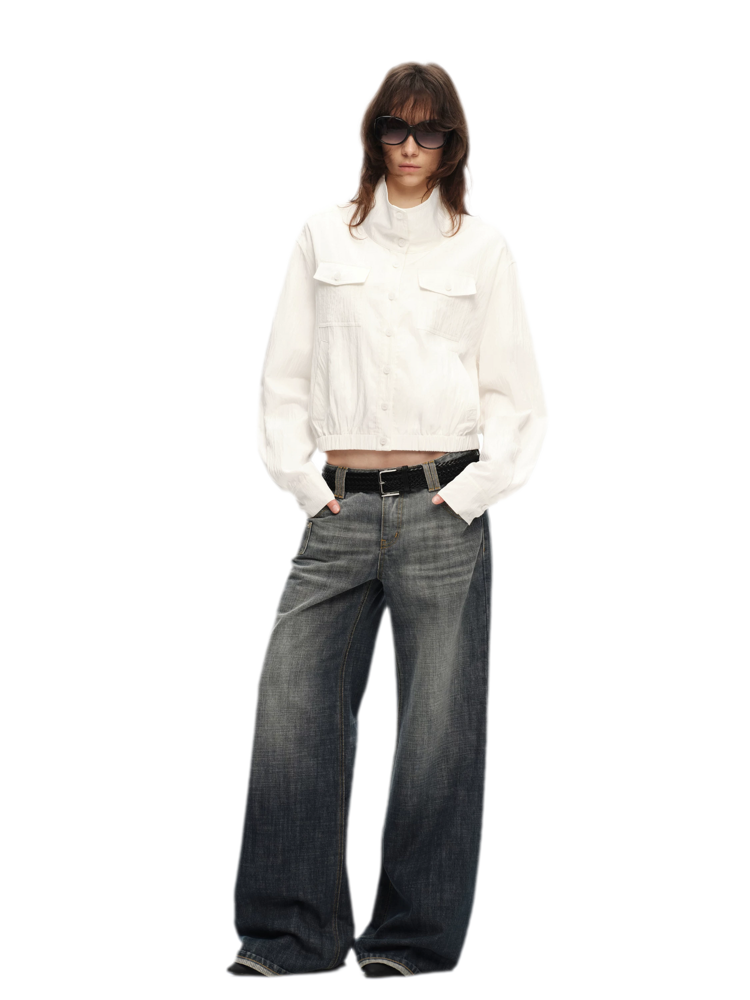 Lightweight High-Collar Cropped Jacket