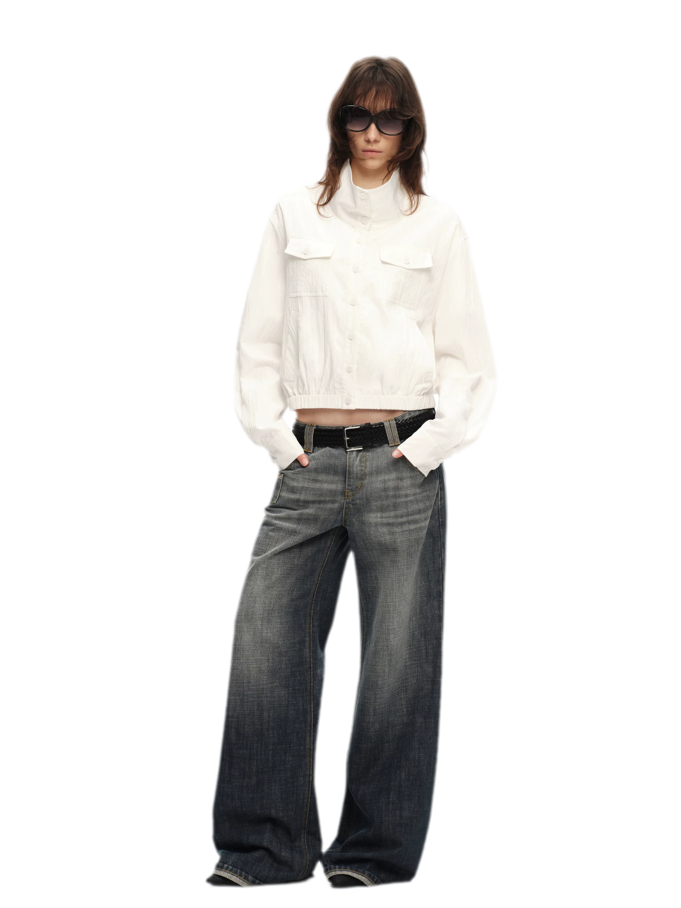 Lightweight High-Collar Cropped Jacket