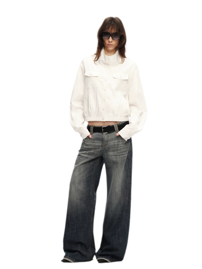 Lightweight High-Collar Cropped Jacket