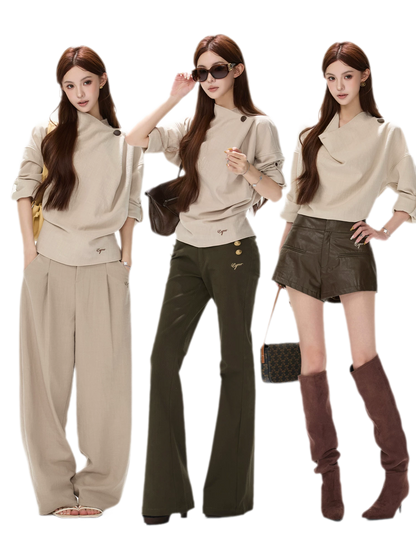 Textured Draped Oversized Shirt