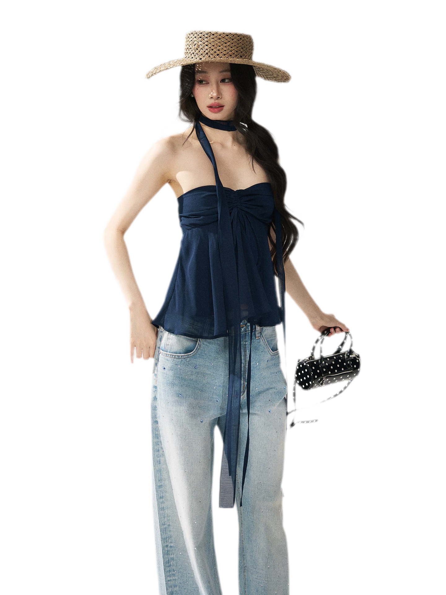 Halter Ruched Bustier Top