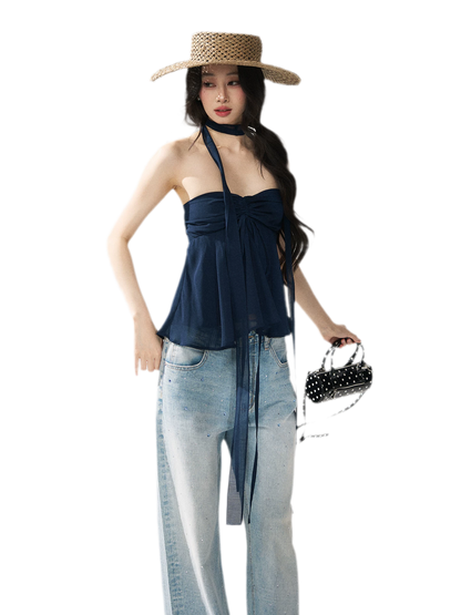 Halter Ruched Bustier Top