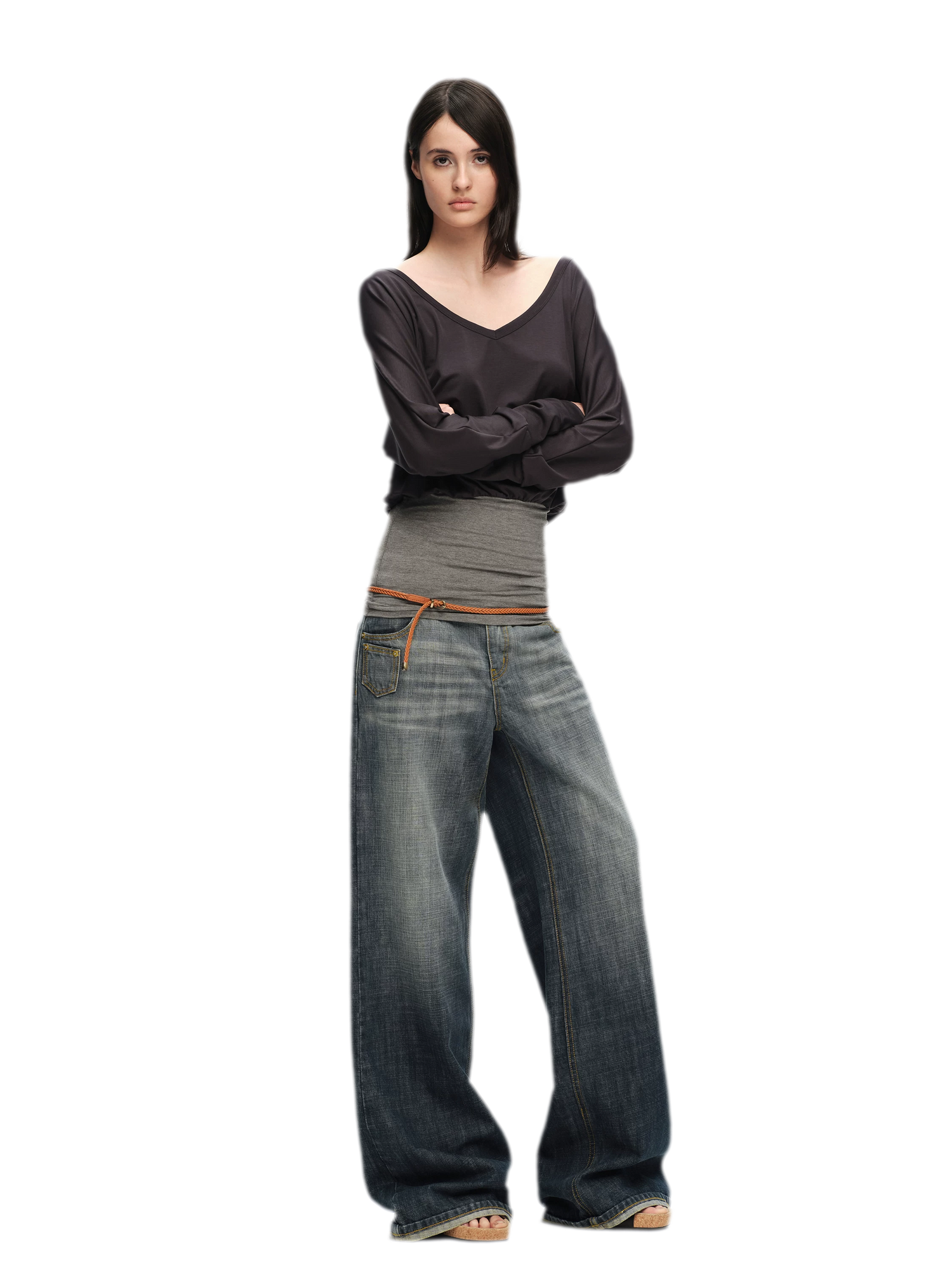 Washed Cotton Straight-Leg Jeans