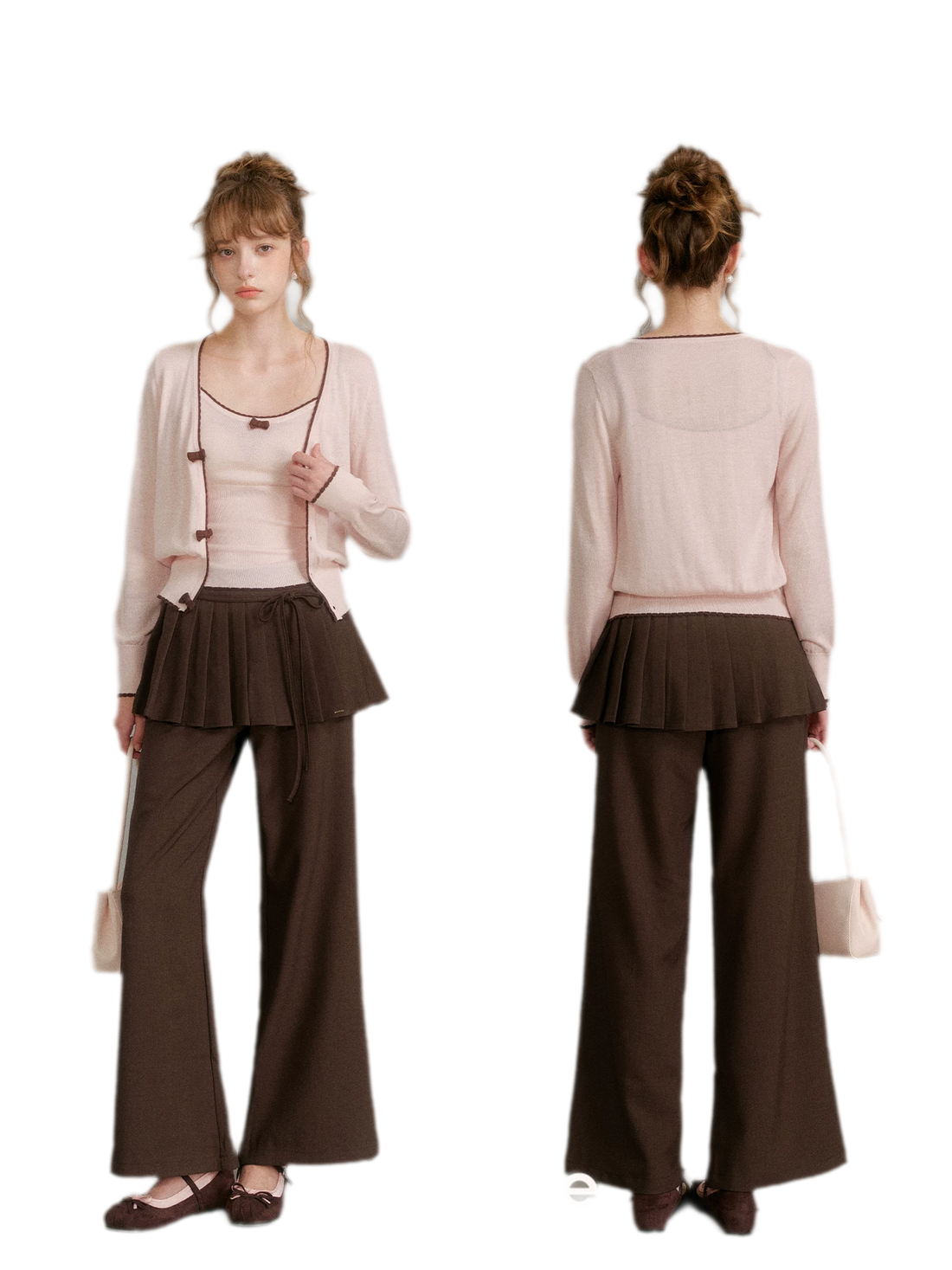 Plissierte drapierte Hose mit weitem Bein