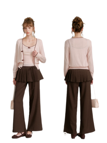 Pantalon plissé drapé à jambes larges