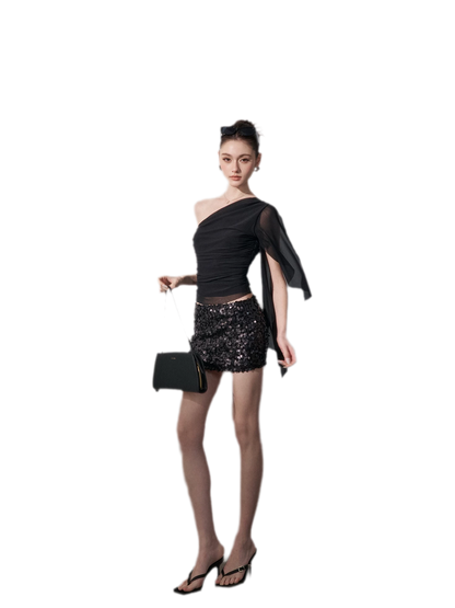 One-Shoulder Ruched Set