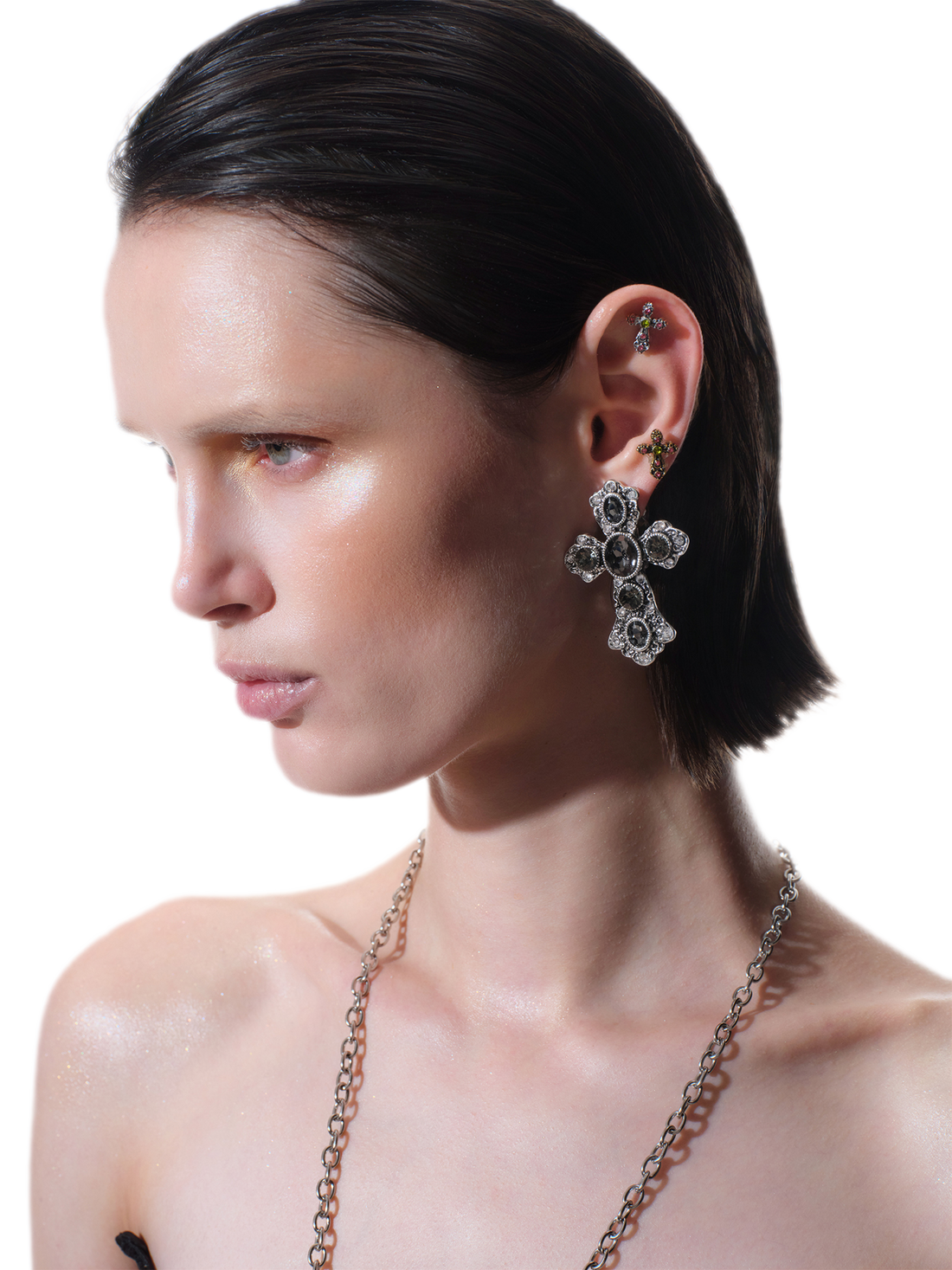 Vintage Baroque Cross Earrings