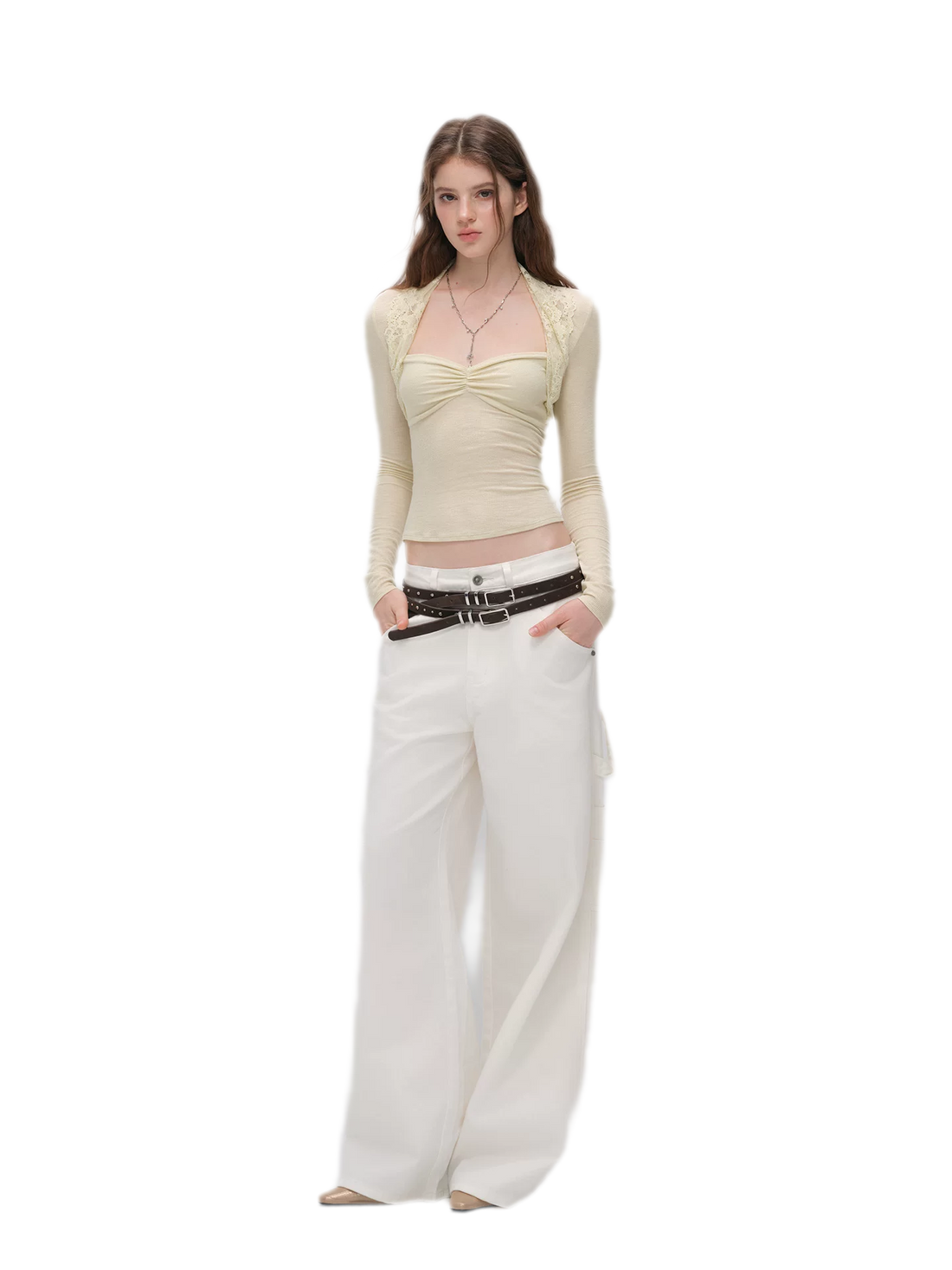 Enzyme-Washed Wide-Leg Utility Jeans